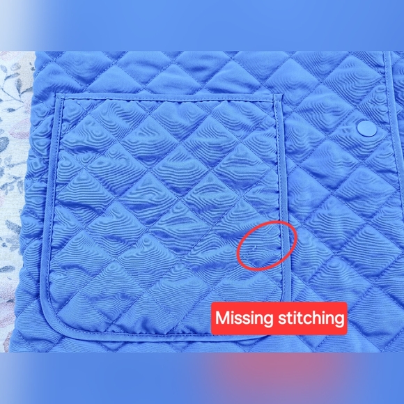 SMALL women AVON blue quilted jacket long sleeve collar snap buttons lightweight - Picture 8 of 16